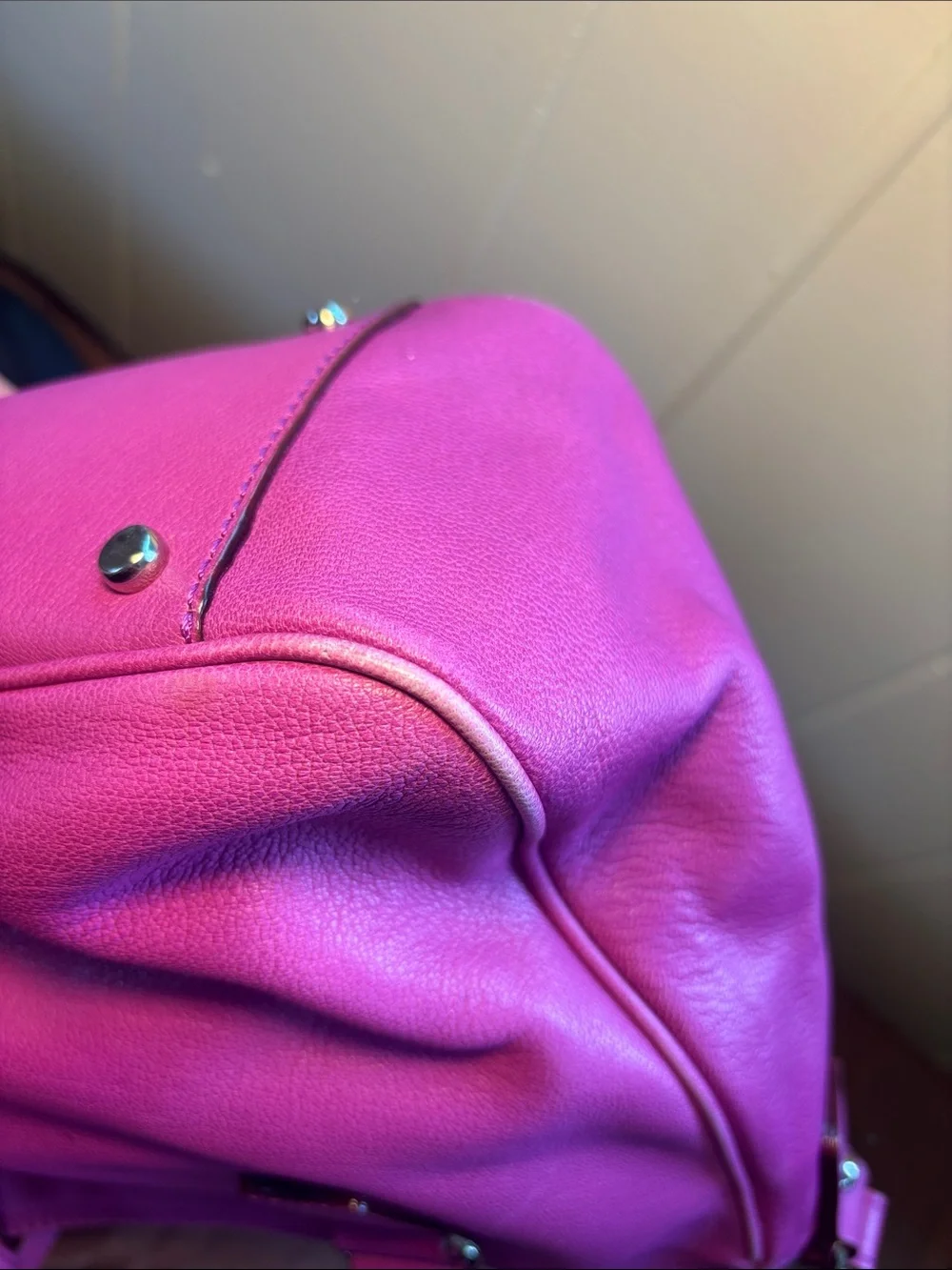 kate spade Vibrant Fuchsia Leather Satchel with Detachable Strap